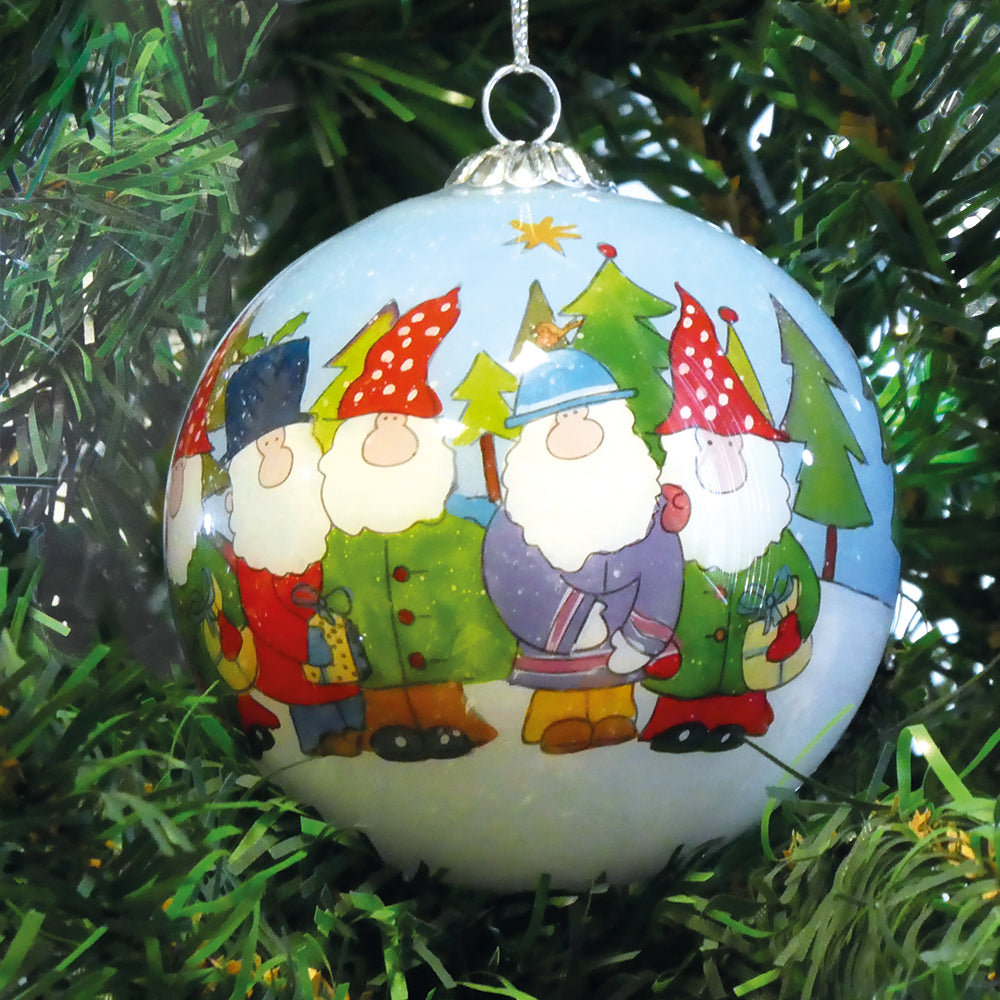 Hand-Painted Glass Bauble - Gnomes - BAUBLE14 - Emma Ball