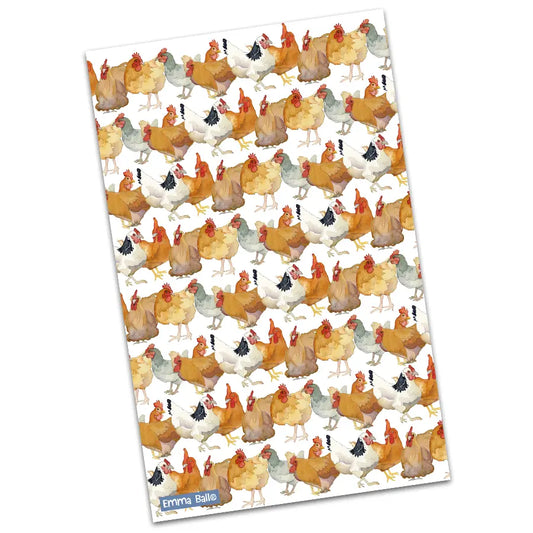 Tea Towel - 100% Cotton - Chickens - Emma Ball