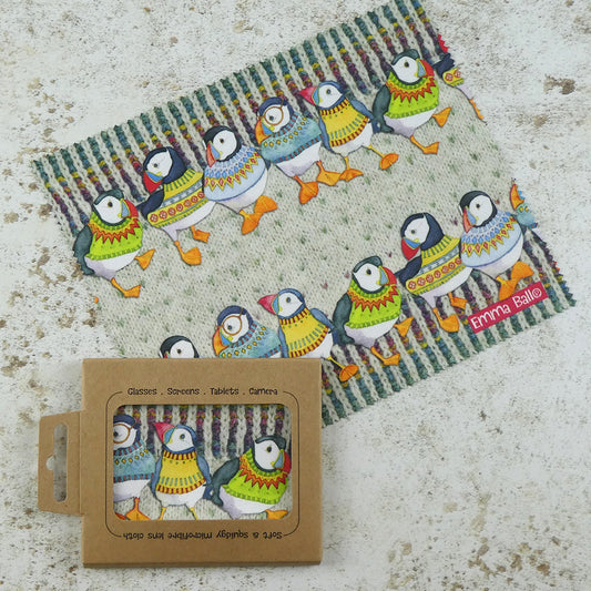 Lens Cloth - Woolly Puffins - LC05 - Emma Ball