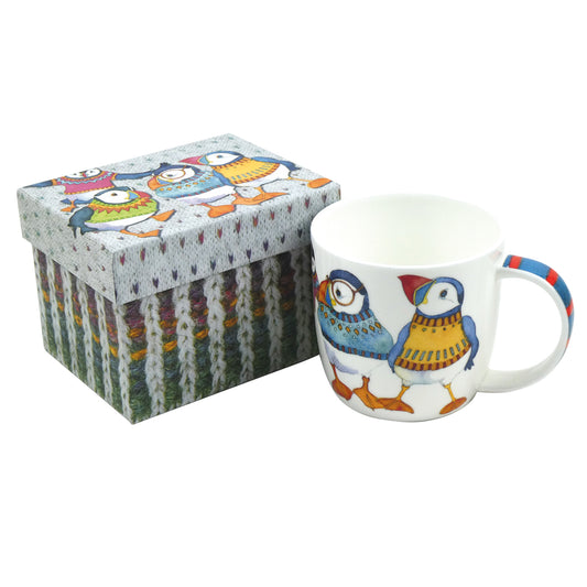 Bone China Mugs - Woolly Puffins II - MUG53  - Gift Boxed