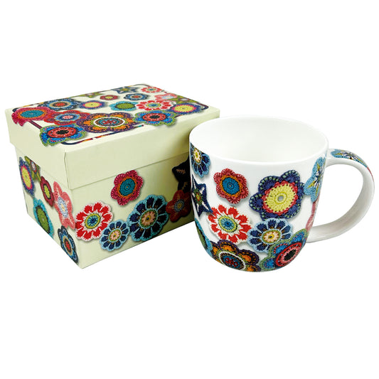 Bone China Mugs - Crochet Motifs - MUG79 - Gift Boxed