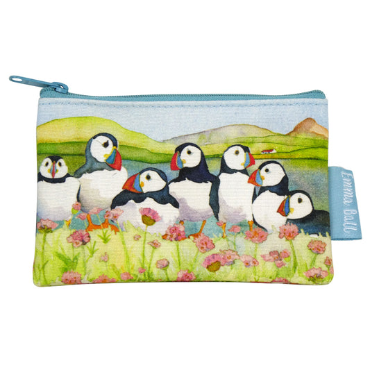 Small Zip Purse - Sea Thrift Puffins - PU21 - Emma Ball