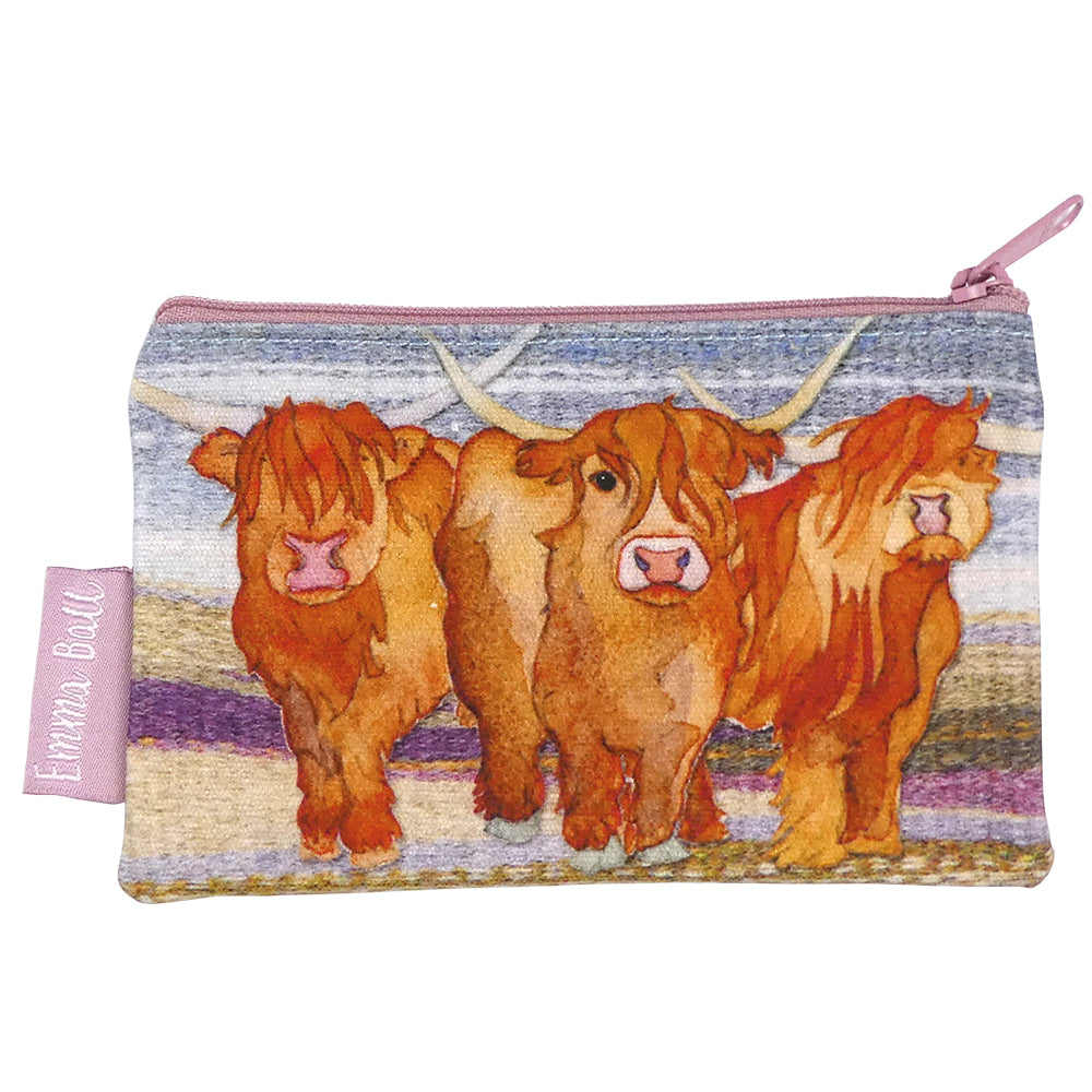 Small Zip Purse - Highland Coos - PU34 - Emma Ball
