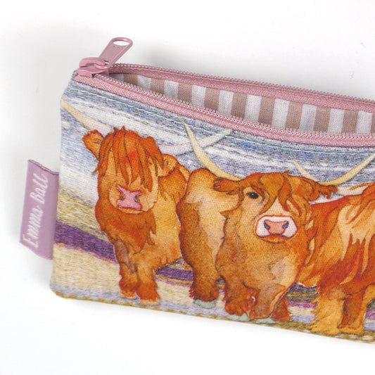 Small Zip Purse - Highland Coos - PU34 - Emma Ball