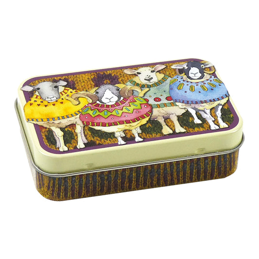 Mini Metal Hinged Tin - Sheep in Sweaters - T182 - Emma Ball