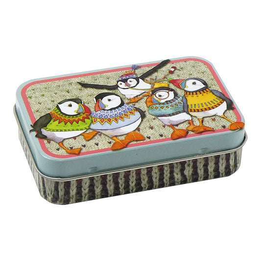 Mini Metal Hinged Tin - The Woolly Puffins - T214 - Emma Ball