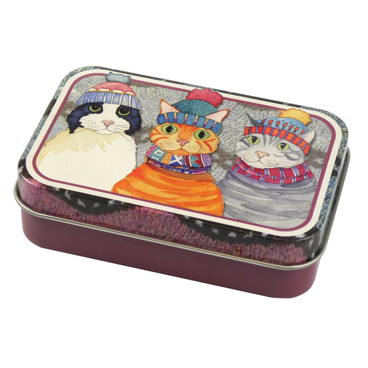 Mini Metal Hinged Tin - Cats in Hats - T316 - Emma Ball