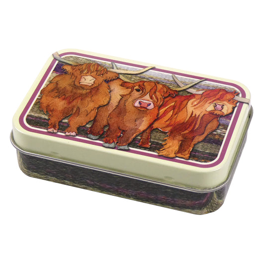 Mini Metal Hinged Tin - Highland Cows - T320 - Emma Ball
