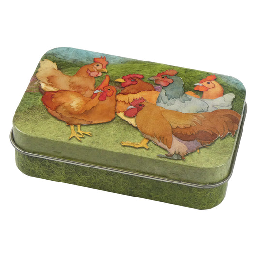 Mini Metal Hinged Tin - Chickens - T321 - Emma Ball