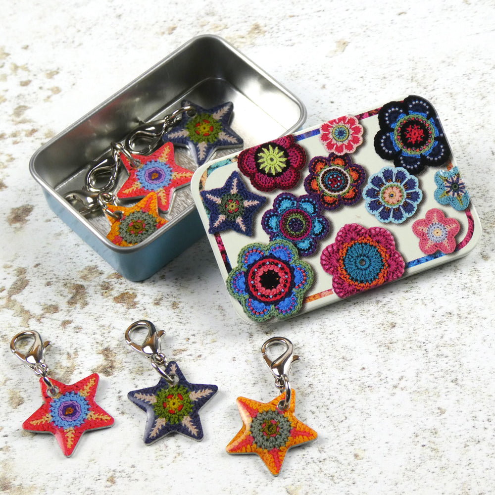 Crochet Stitch Markers in a Tin - Star Crochet Markers - TCR29 - Emma Ball