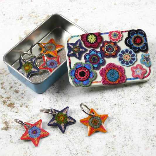 Knitting Stitch Markers in a Tin - - - Emma Ball