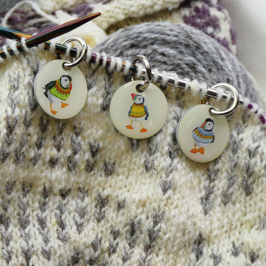 Knitting Stitch Markers - Woolly Puffins - KN05 - Emma Ball