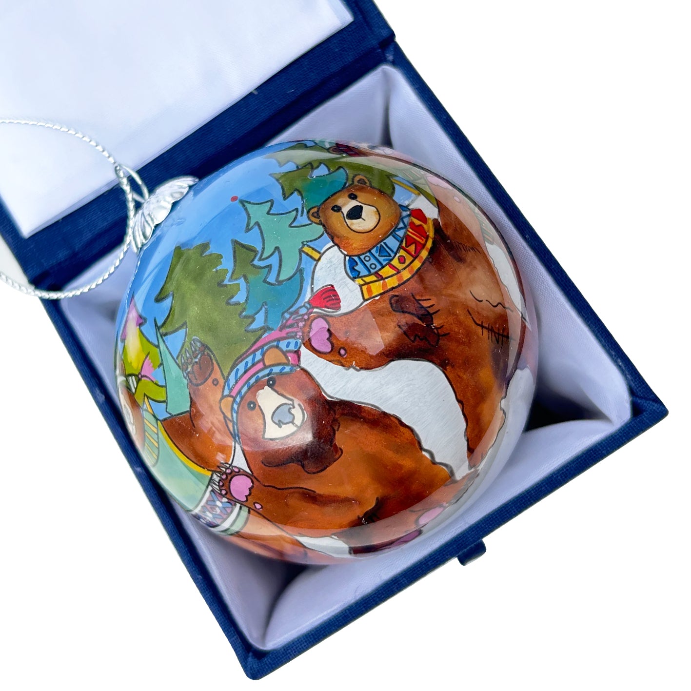 Hand-Painted Glass Bauble - Woolly Bears - BAUBLE21 - Emma Ball