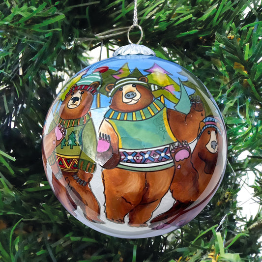 Hand-Painted Glass Bauble - Woolly Bears - BAUBLE21 - Emma Ball