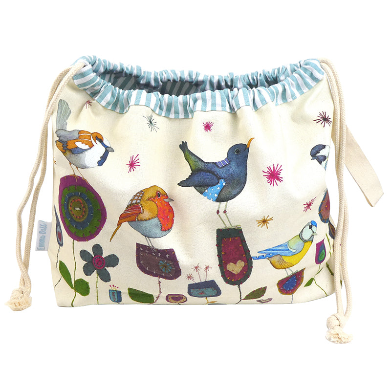 Drawstring Bag - Stitched Birdies - DRAW04 - Emma Ball