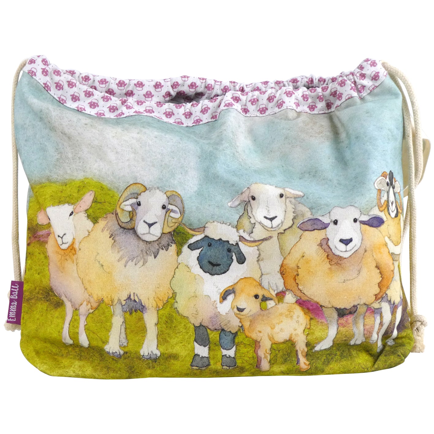Drawstring Bag - Felted Sheep - DRAW15 - Emma Ball