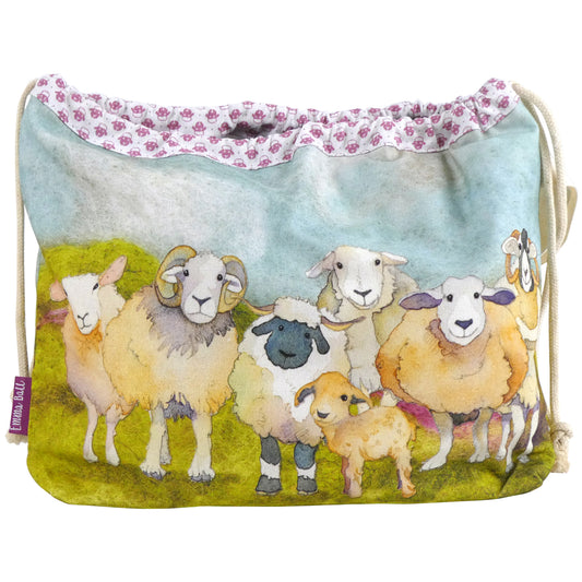 Drawstring Bag - Felted Sheep - DRAW15 - Emma Ball