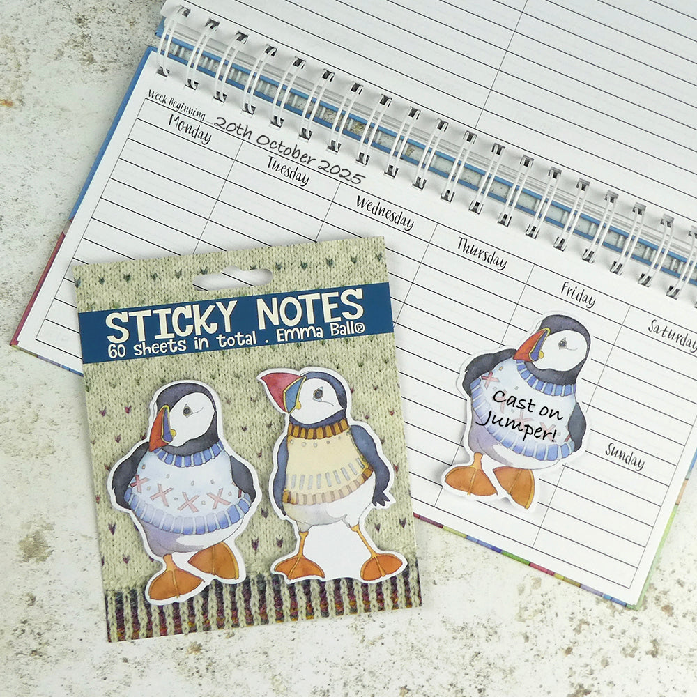 Sticky Note Pads - Woolly Puffins - SN02 - Emma Ball