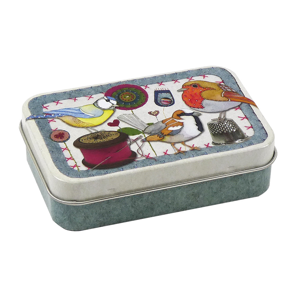 Mini Metal Hinged Tin - Stitched Birdies - T218 - Emma Ball