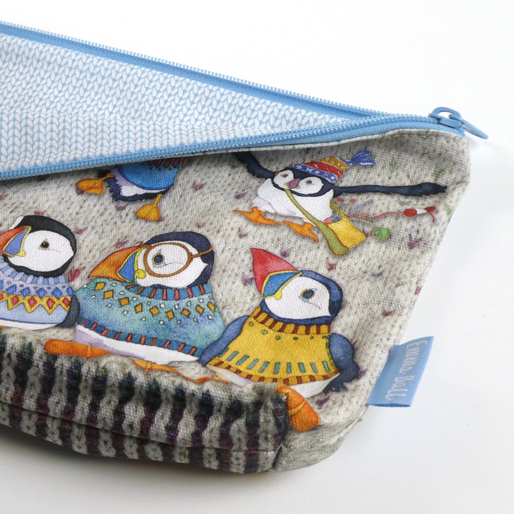 Zipped Pouch - Woolly Puffins - ZP20 - Emma Ball